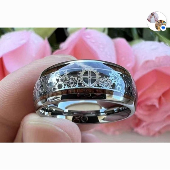 COPY - New Stainless steel woodgrain 8mm Steam punk gears ring - Picture 5 of 9